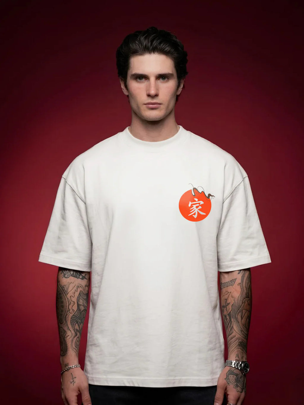 CRIMSON STRAWHAT Men Printed Oversized T-Shirt