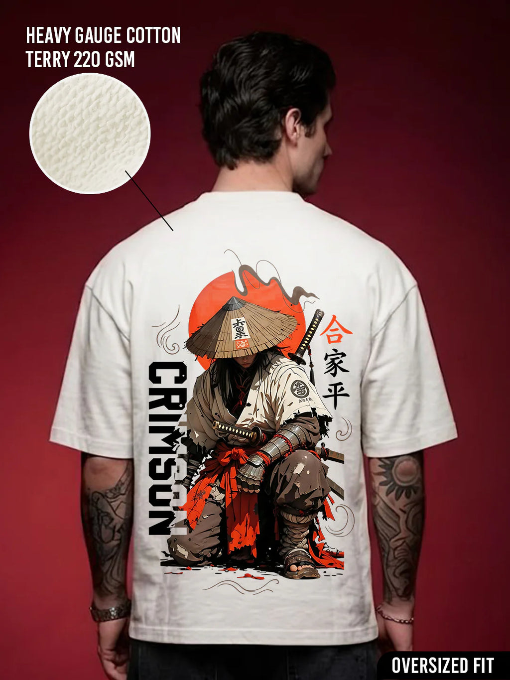 CRIMSON STRAWHAT Men Printed Oversized T-Shirt