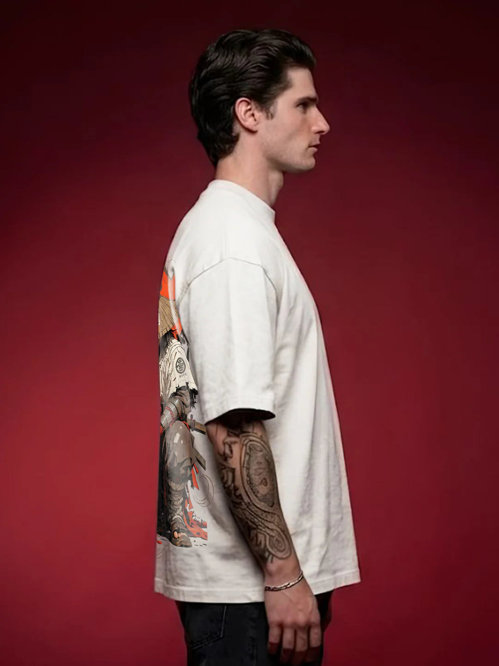 CRIMSON STRAWHAT Men Printed Oversized T-Shirt