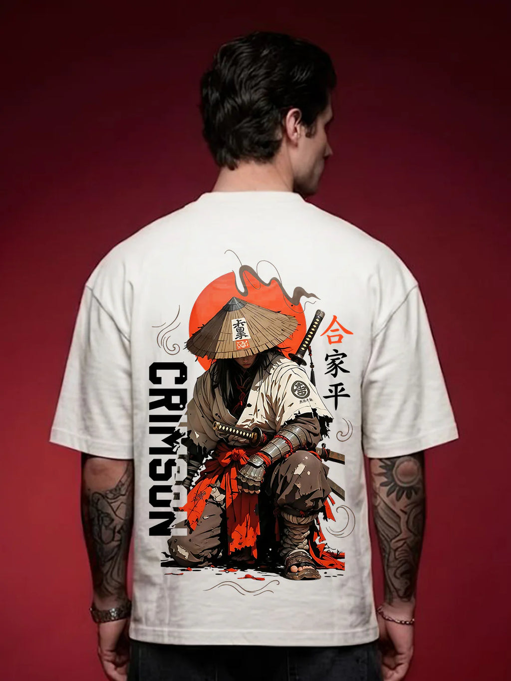 CRIMSON STRAWHAT Men Printed Oversized T-Shirt