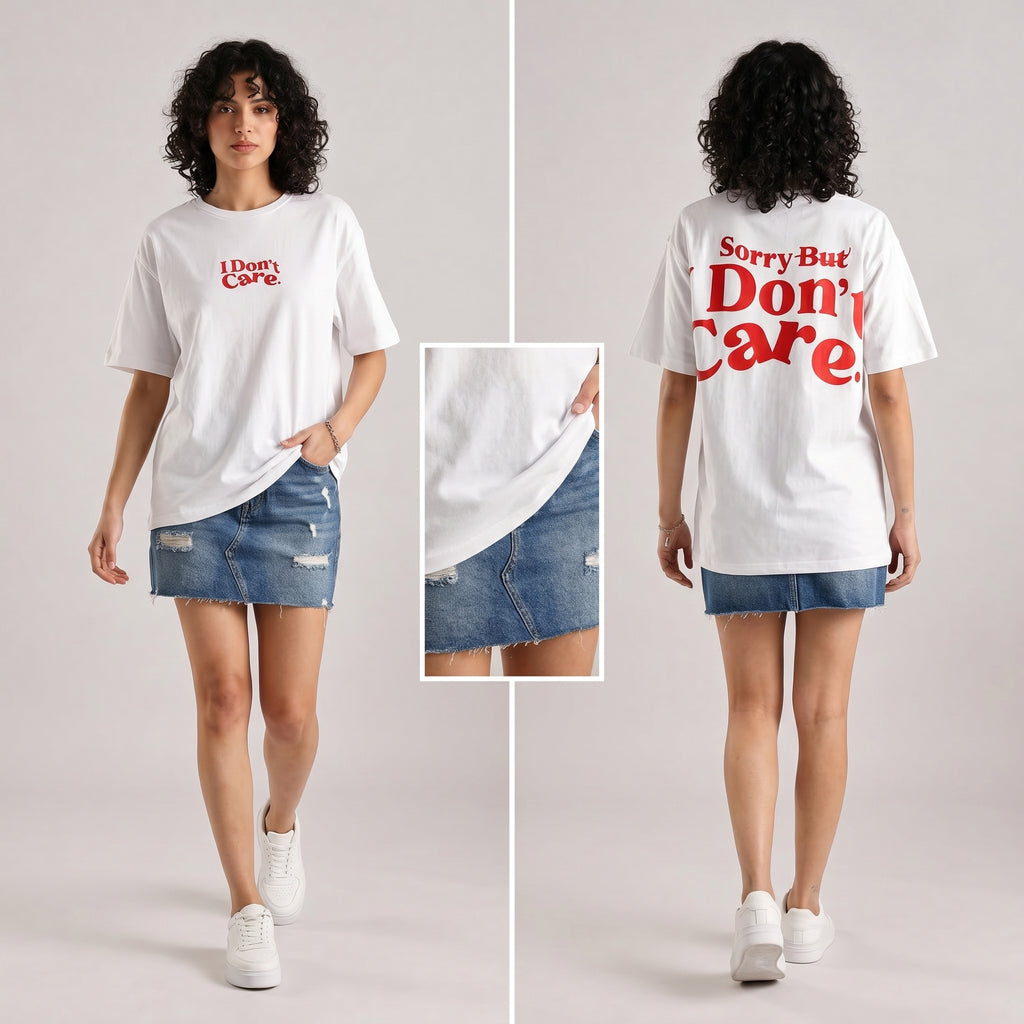 SORRY I DON'T CARE UNISEX OVERSIZED T-SHIRT